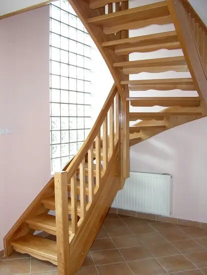 Wooden entrance door and stairs